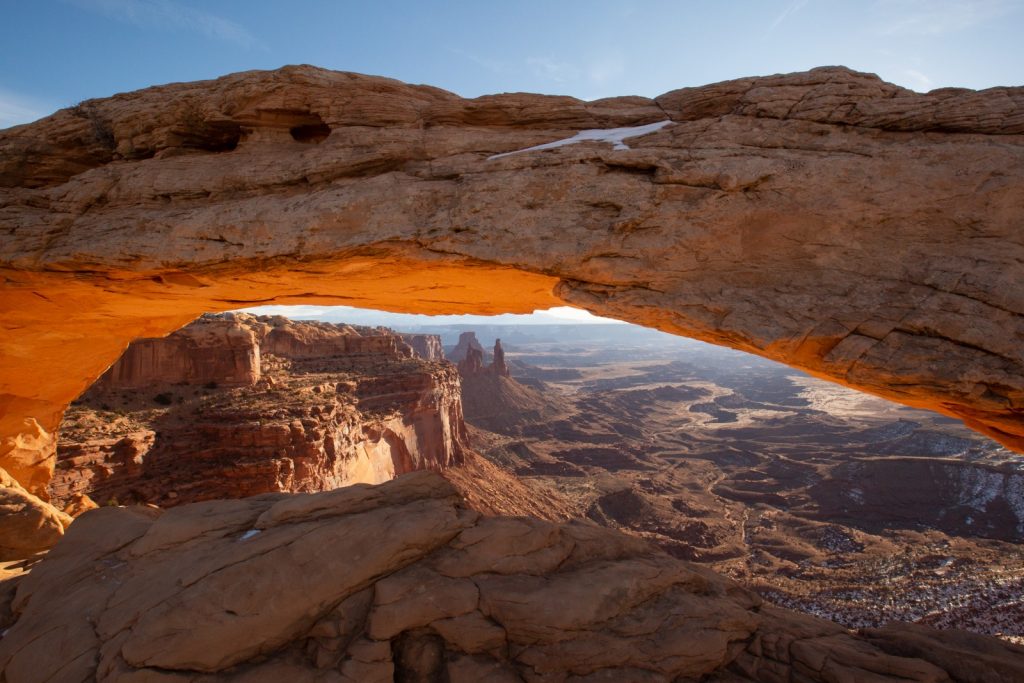 Mesa Arch in Canyonlands National Park, in winter