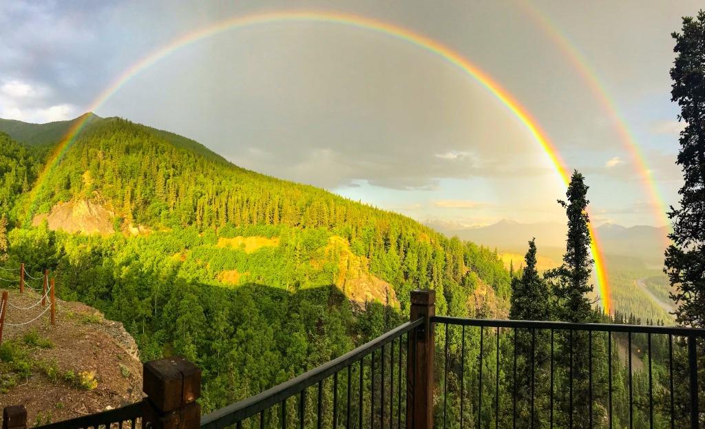 Rainbow stretched over Denali National Park