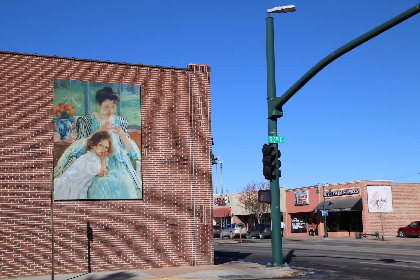 Two pieces of public art on Riverton buildings, Wyoming cultural experiences