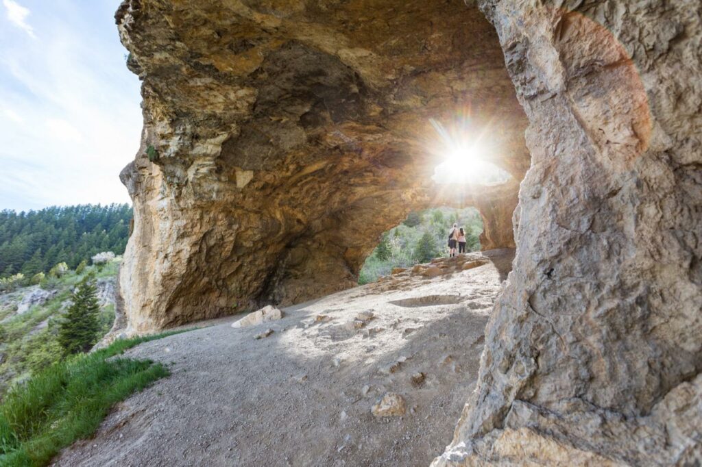 Sunlight and hiking at Wind Caves in Logan Canyon - Cache Valley, Utah
