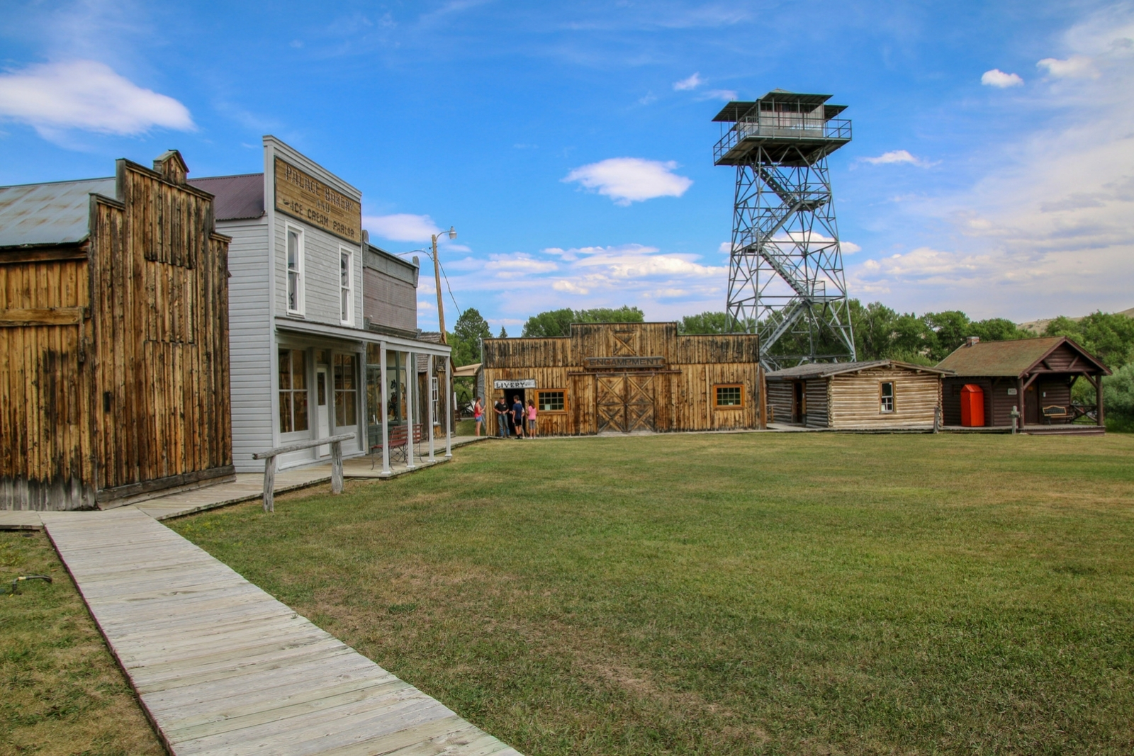 A wild west-era building in a field