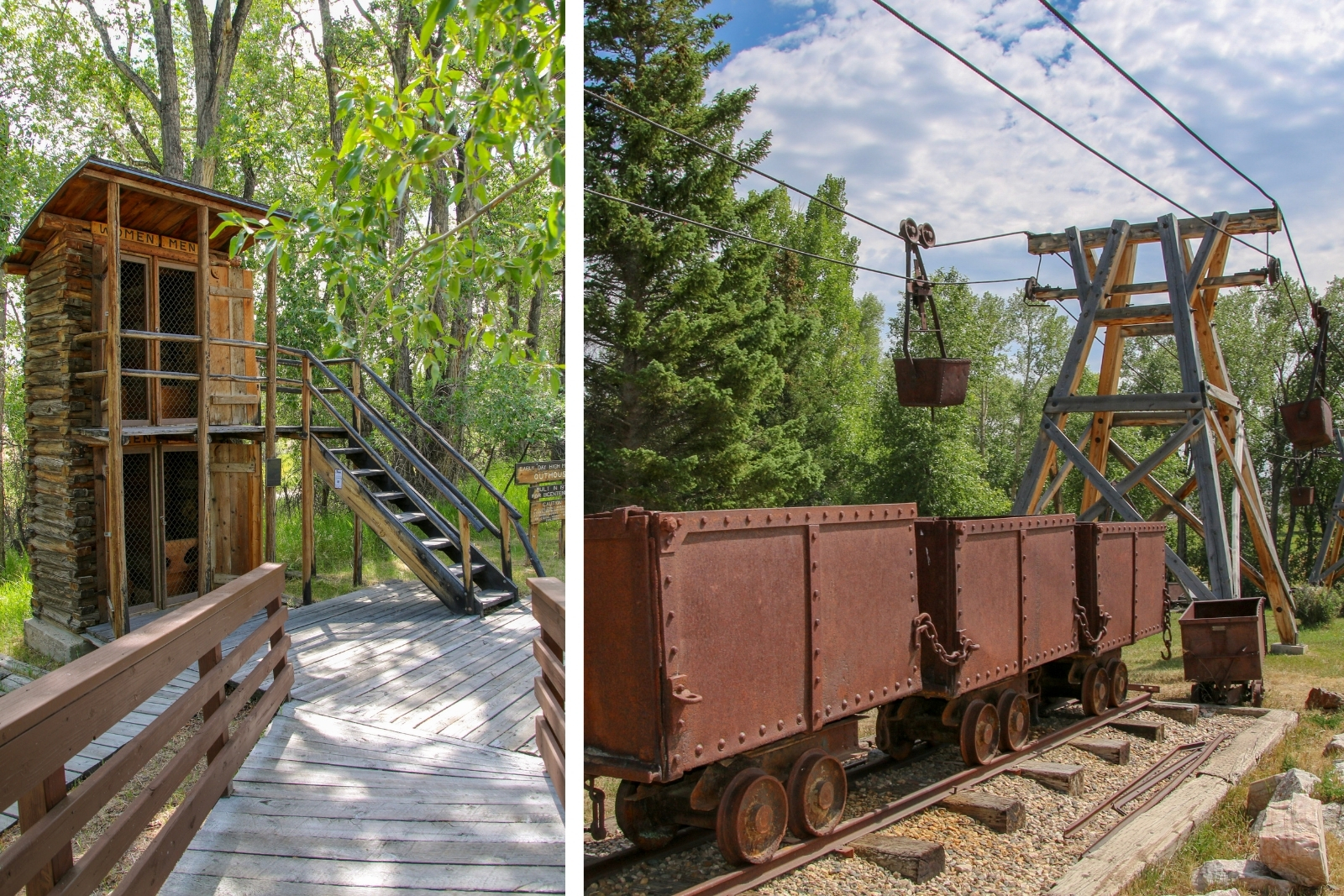 Images of historic buildings and mining equipment 