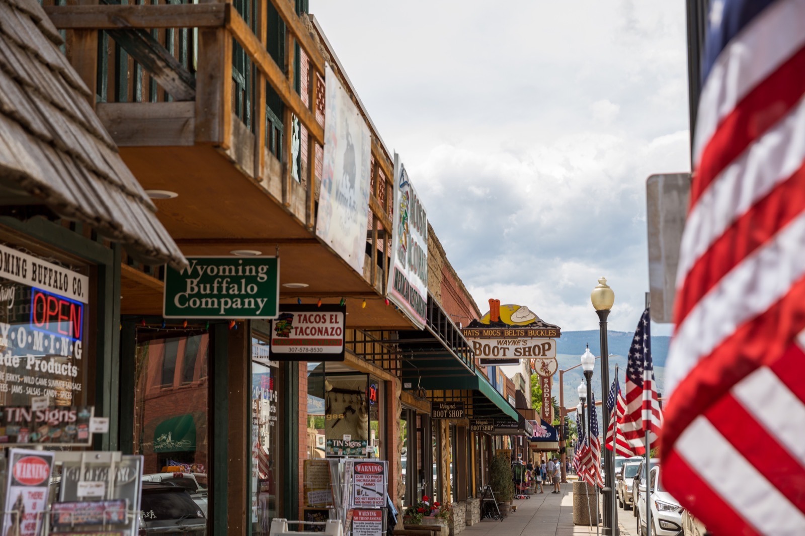 Shops on Main Street in Cody Wyoming part of a grand American adventure