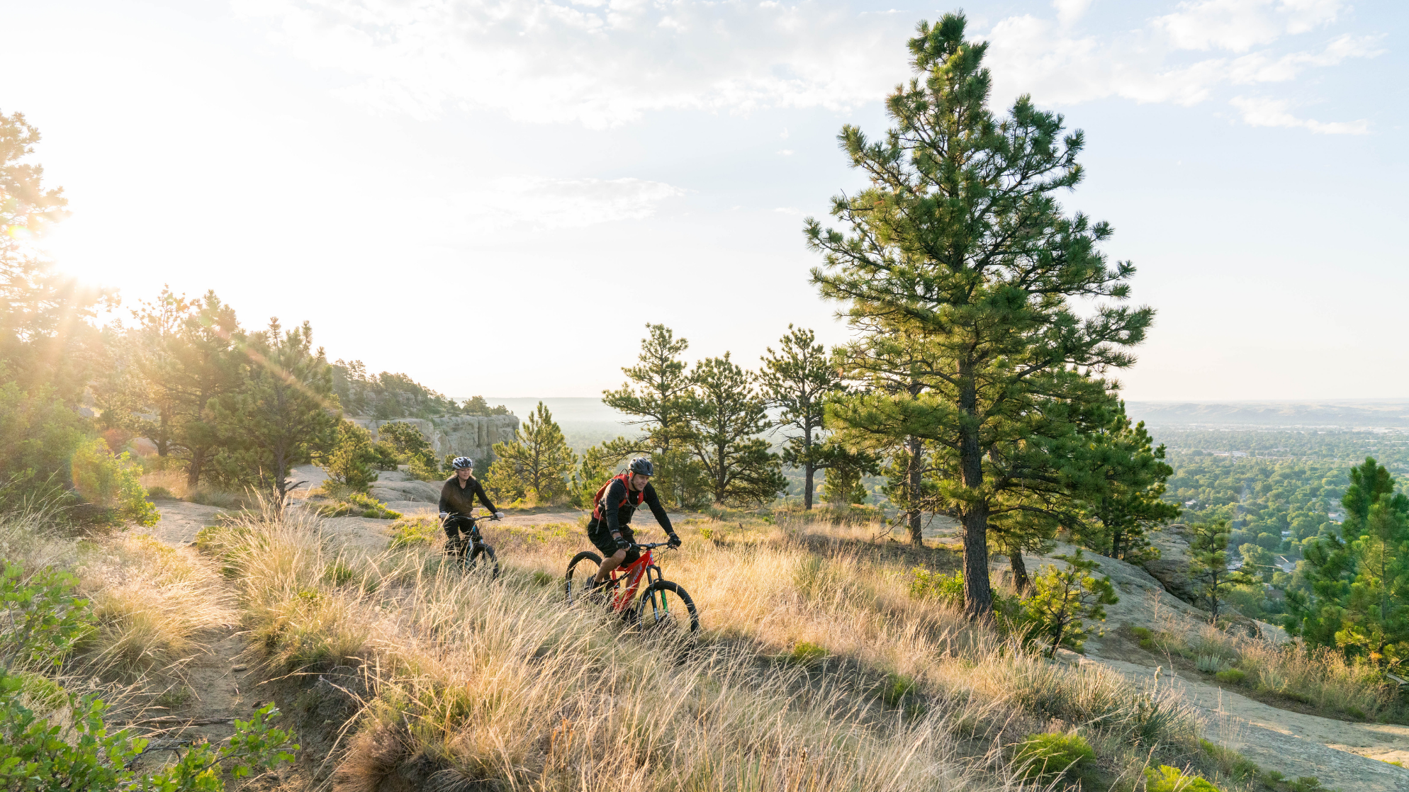 Two people mountain biking in Billings, Montana