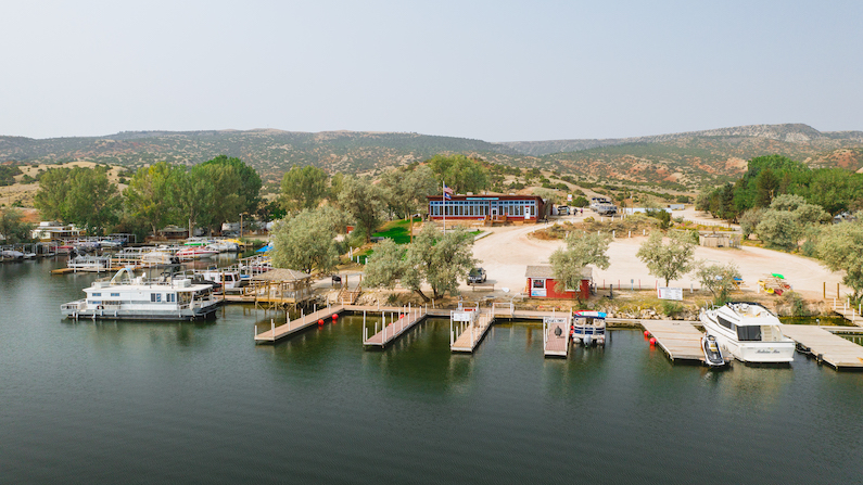Aerial view of Alcova Resort near Casper, Wyoming