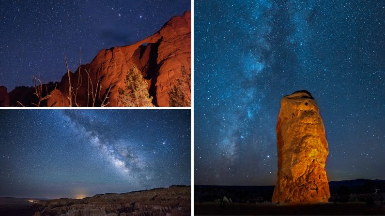 collage of night sky images in Bryce Canyon Country Utah