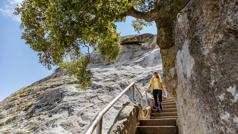 Woman on Visalia Moro Rock Hike Sequoia National Park