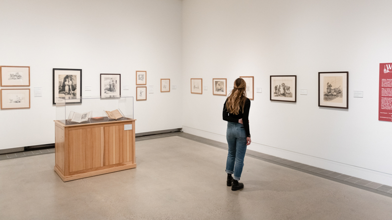 Woman viewing gallery in Yellowstone Art Museum in Billings, Montana