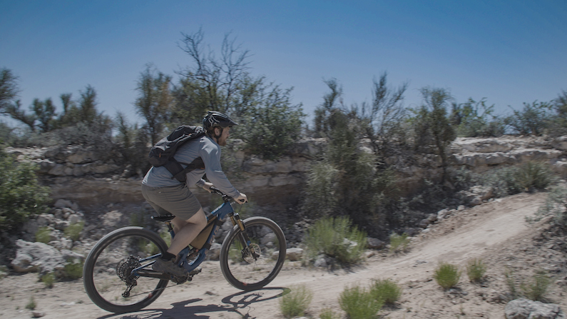 Mountain biker on trail in Dead Horse Ranch State Park