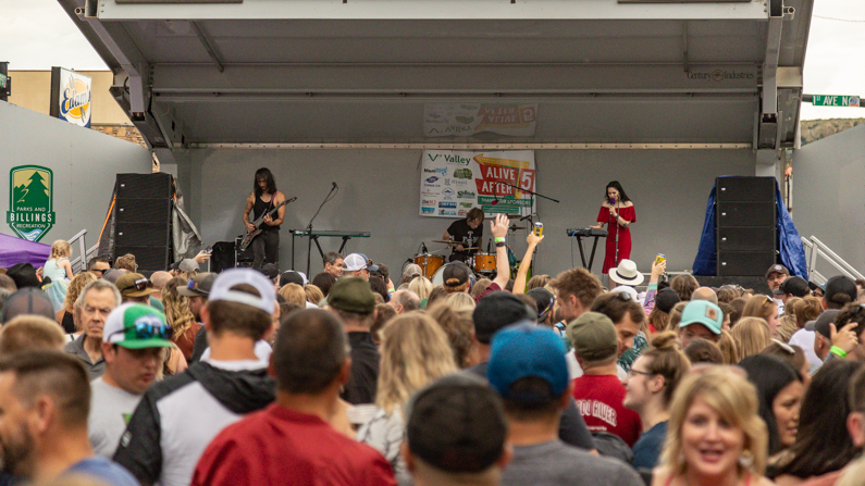 Crowd watching concert at Alive After Five concert series in Billings, Montana