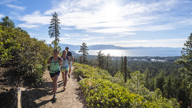 People hiking in Lake Tahoe, CA