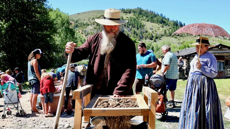 Man panning for gold at Bannack State Park Bannack Days Festival