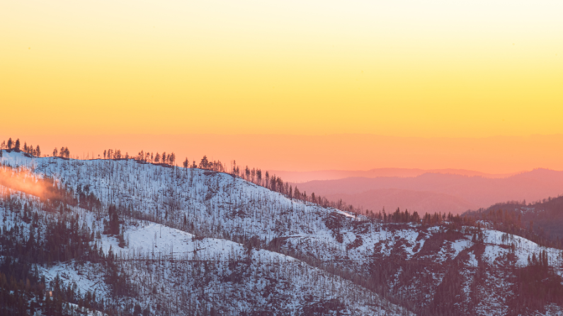 Winter sunset in Yosemite National Park