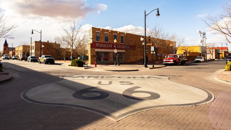 Route 66 Badge and Standin' on the Corner Park in Winslow, Arizona