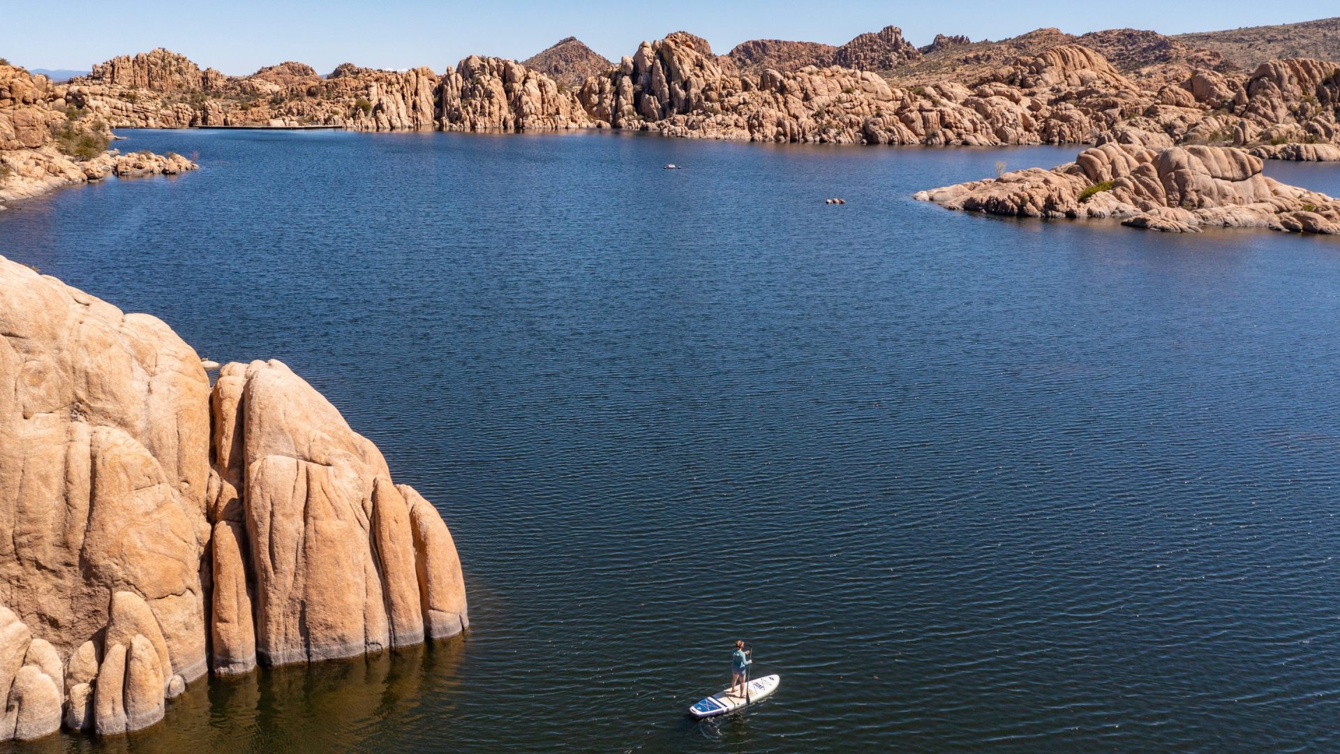 Paddle boarding on Watson Lake in Prescott, Arizona