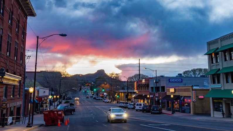 Downtown Prescott at sunset