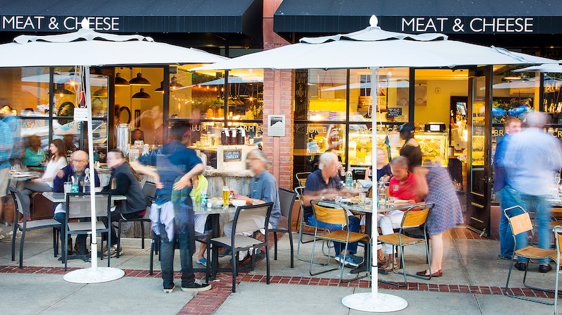 Outdoor dining at Meat & Cheese in Aspen, Colorado