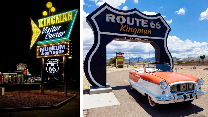 Collage of Route 66 Museum and Visitor Center images in Kingman, Arizona