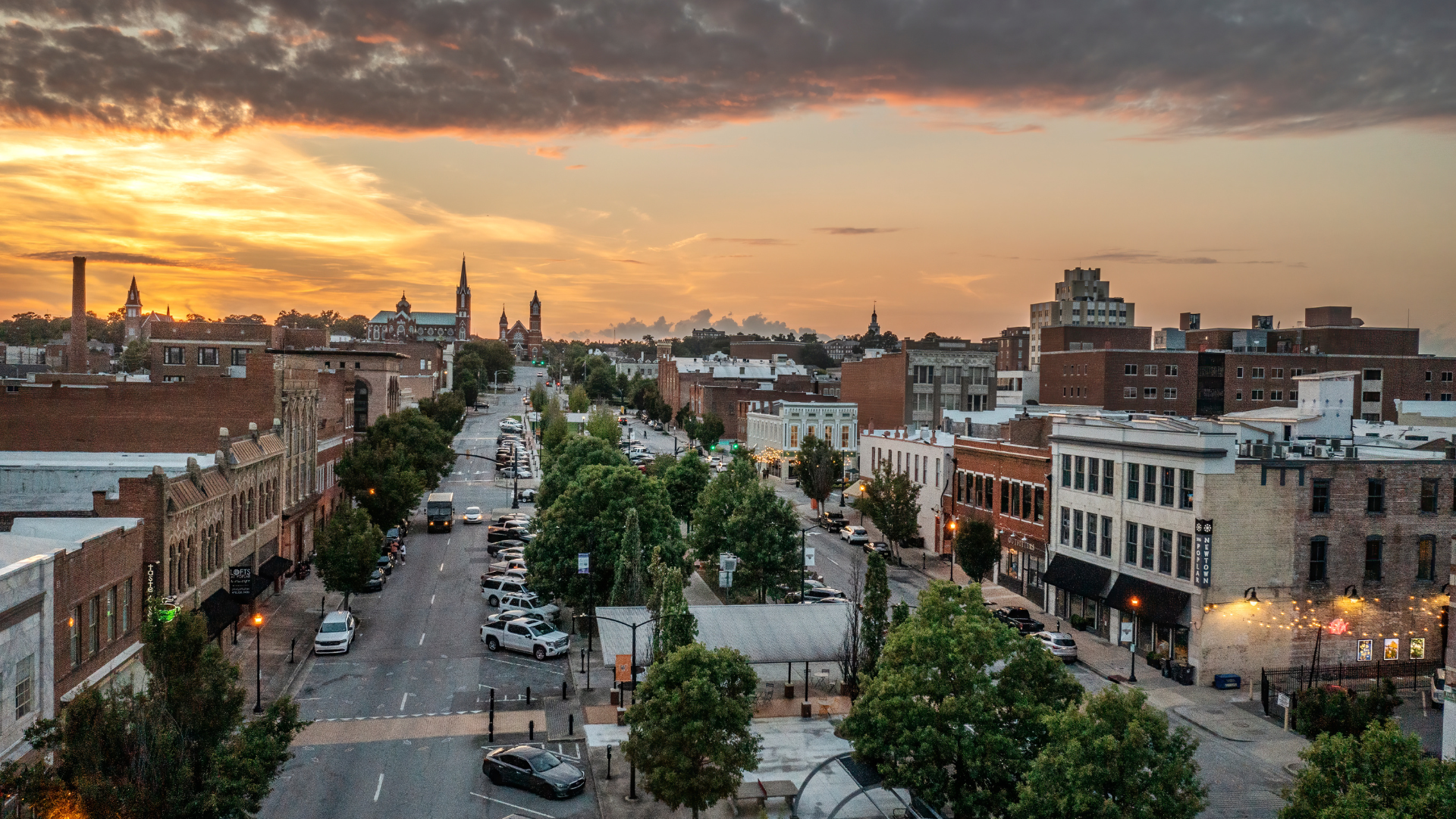Sunset over downtown Macon Georgia