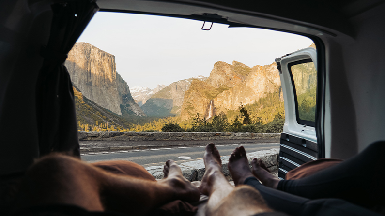 Campervan views of Yosemite National Park