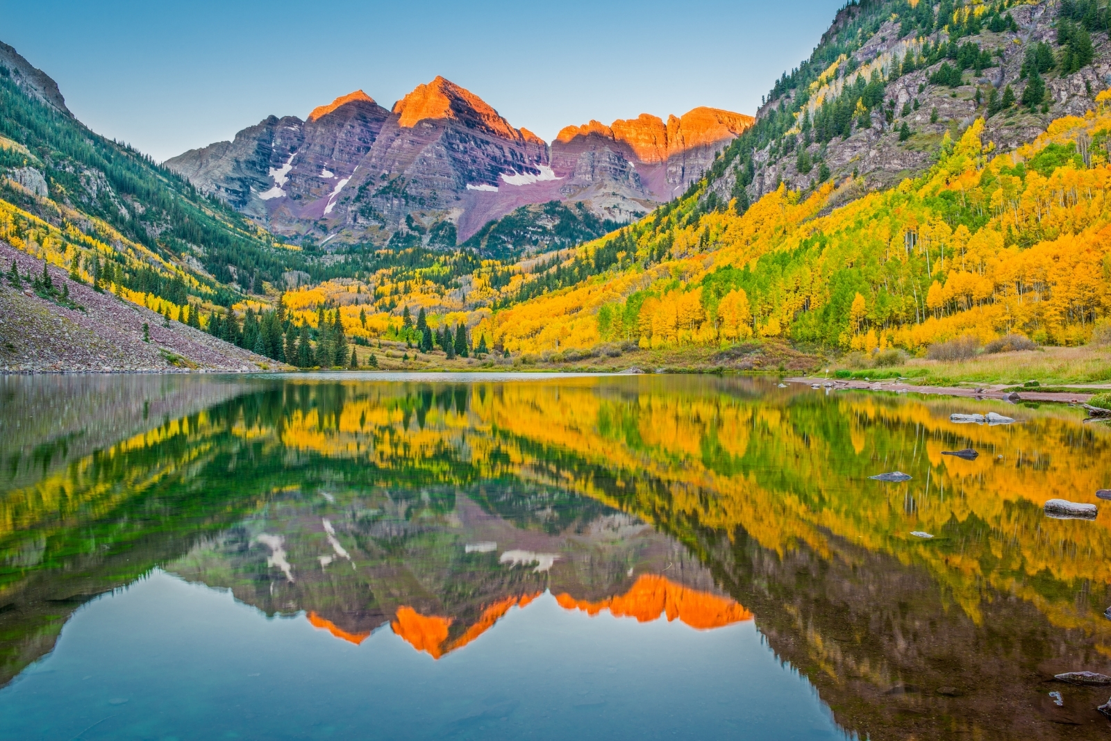 Mountains at sunset with fall colors