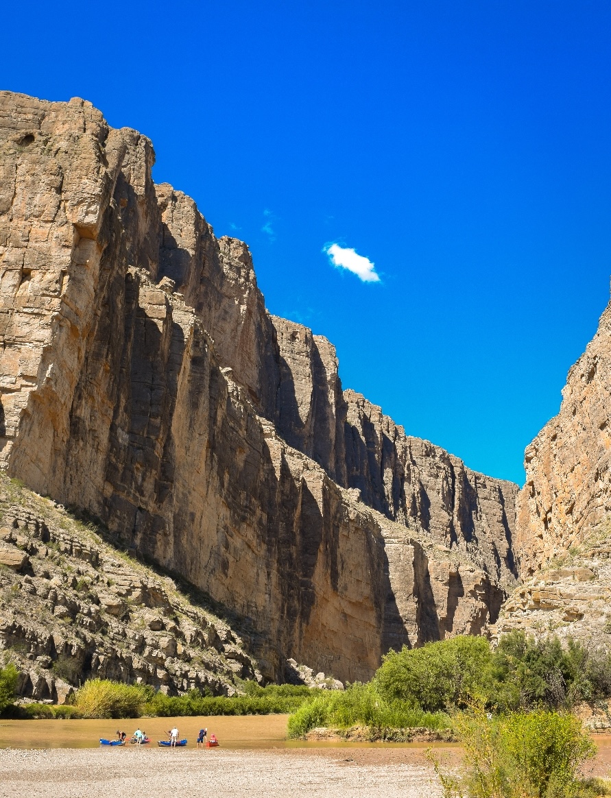 Cliffs of the Rio Grand stretch high in Big Bend National Park in Texas