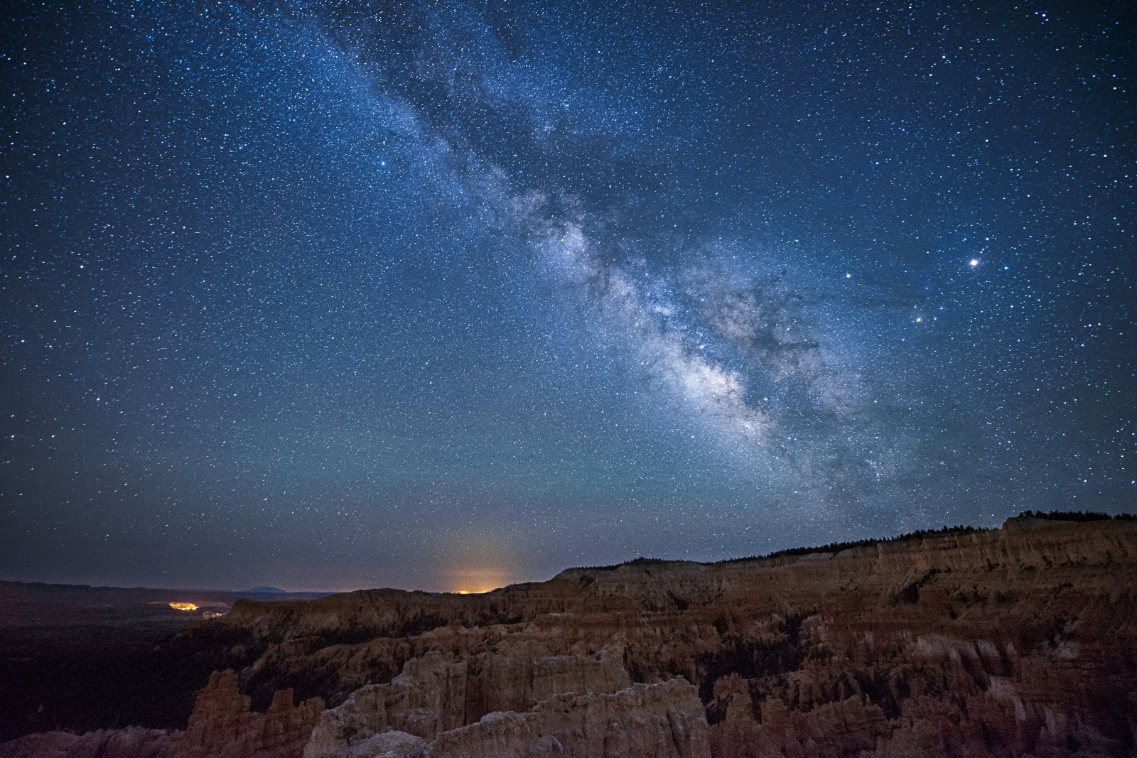The milky way over rock formations in southern Utah.